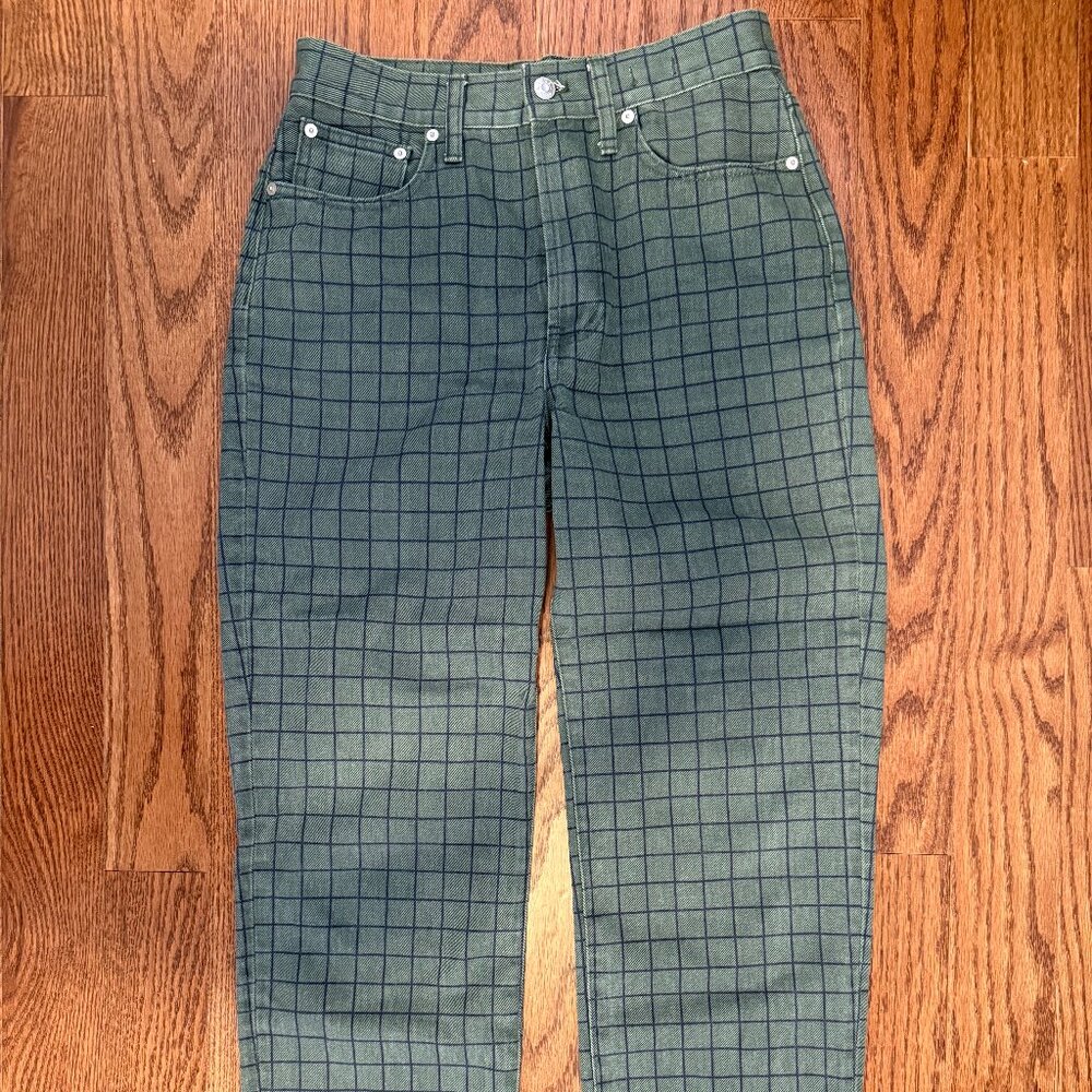 The Perfect Vintage Straight Jean in Windowpane Plaid